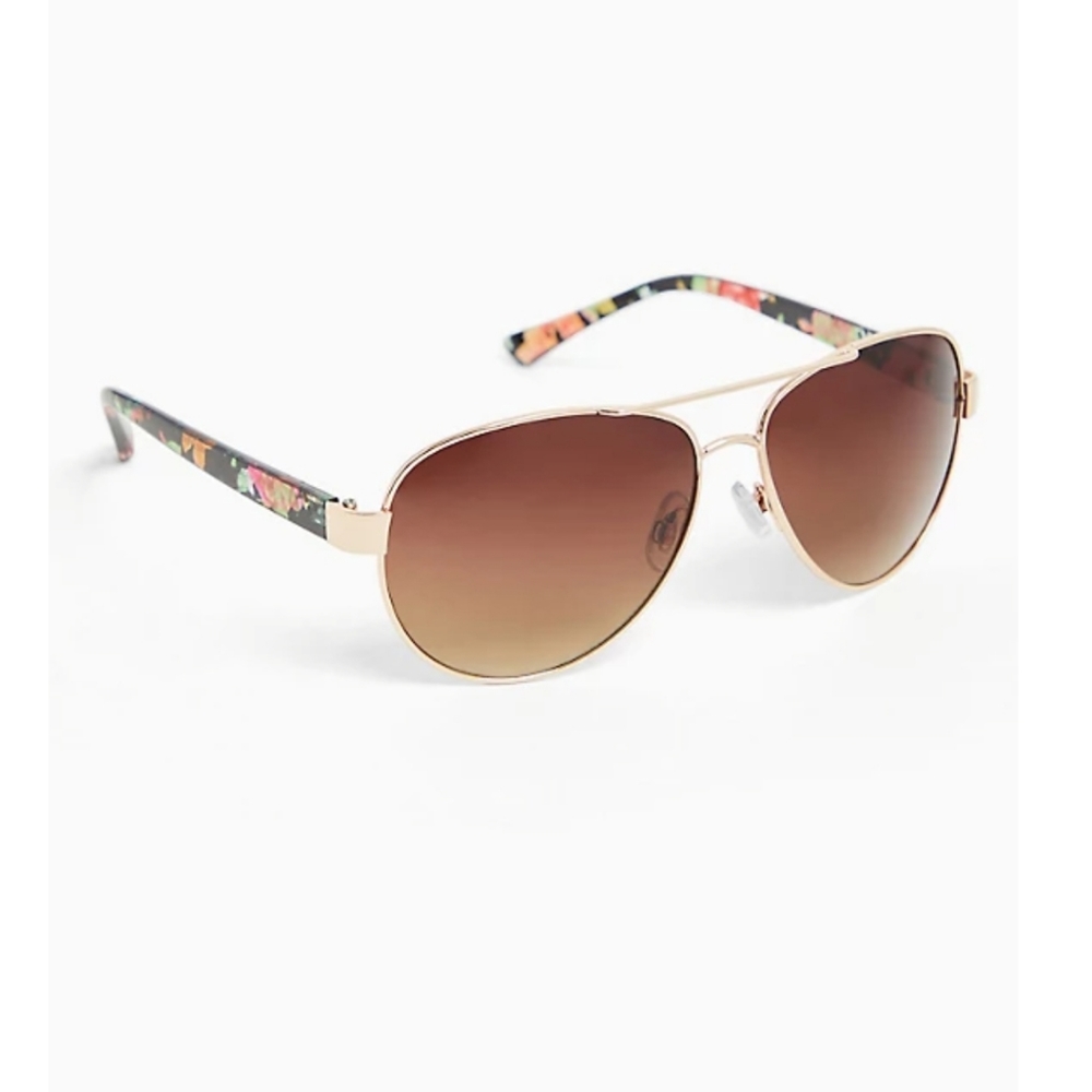 Gold & Floral Aviator Sunglasses